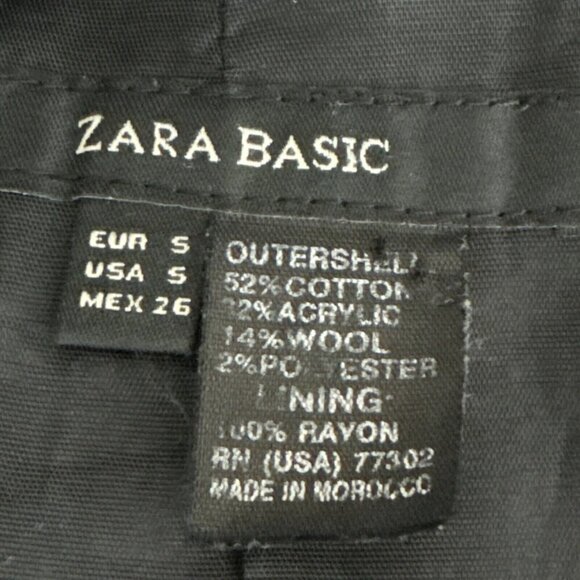 Zara Women's S Longline Brocade 3/4 Sleeve Coat Jacket B&W Silver Wool Blend - Picture 10 of 12